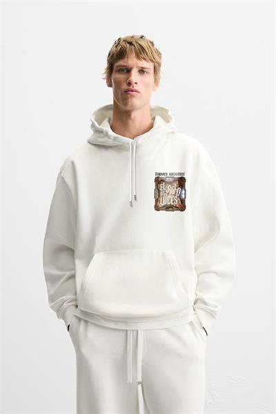 Kapuşonlu Luces Baskılı Oversize Kesim Hoodie