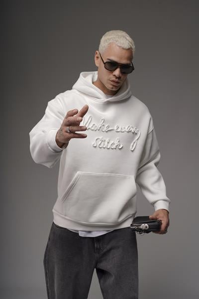 Kapüşonlu Önü Biye Kordoneli Hoodie Sweatshirt