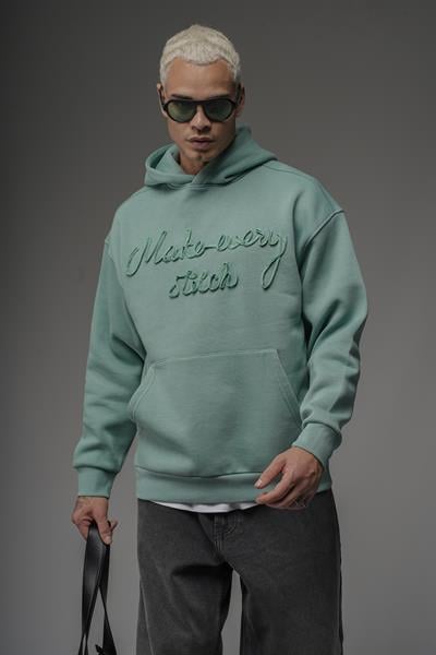 Kapüşonlu Önü Biye Kordoneli Hoodie Sweatshirt