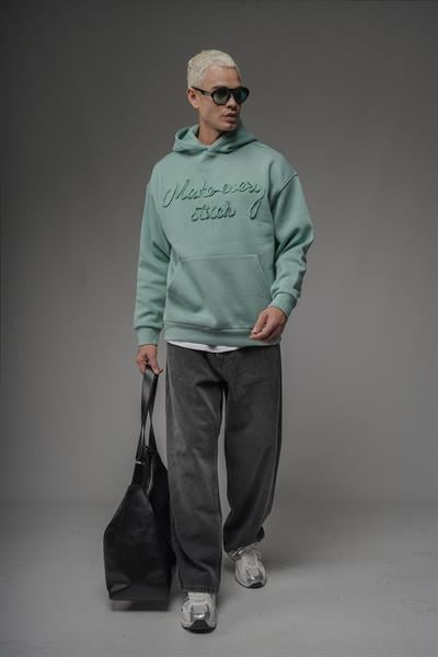 Kapüşonlu Önü Biye Kordoneli Hoodie Sweatshirt
