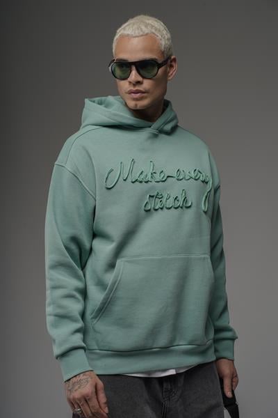 Kapüşonlu Önü Biye Kordoneli Hoodie Sweatshirt