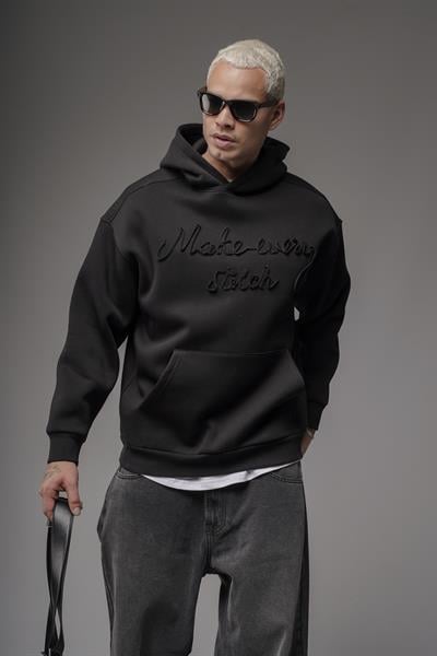 Kapüşonlu Önü Biye Kordoneli Hoodie Sweatshirt