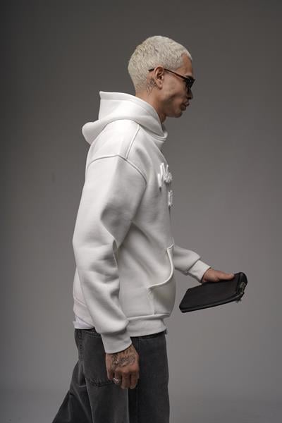 Kapüşonlu Önü Biye Kordoneli Hoodie Sweatshirt