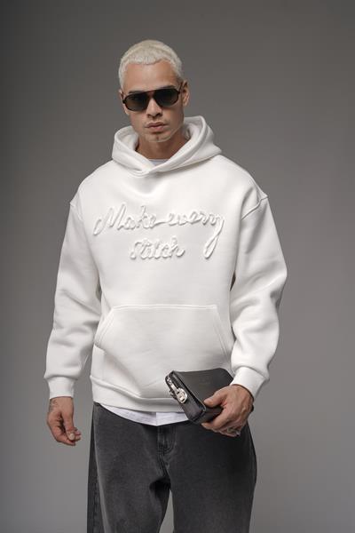 Kapüşonlu Önü Biye Kordoneli Hoodie Sweatshirt