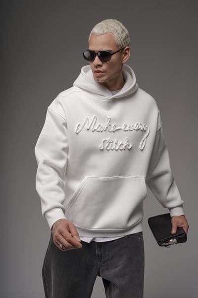 Kapüşonlu Önü Biye Kordoneli Hoodie Sweatshirt