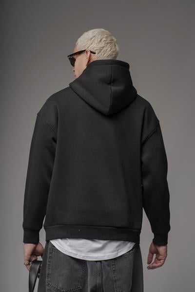 Kapüşonlu Önü Biye Kordoneli Hoodie Sweatshirt