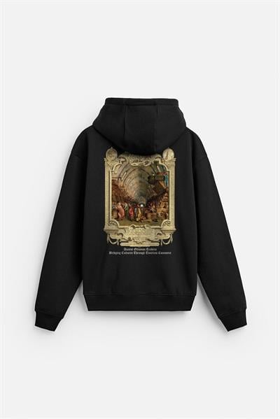 Kapuşonlu Ottoman Vintage Baskılı Unisex Hoodie
