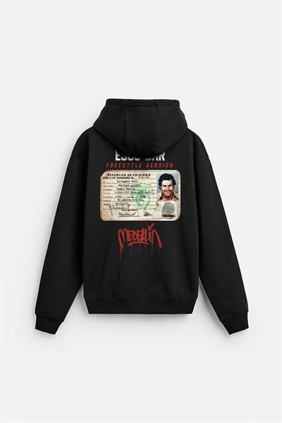 Kapuşonlu Oversize Kalıp Escobar Identity Baskılı Hooide