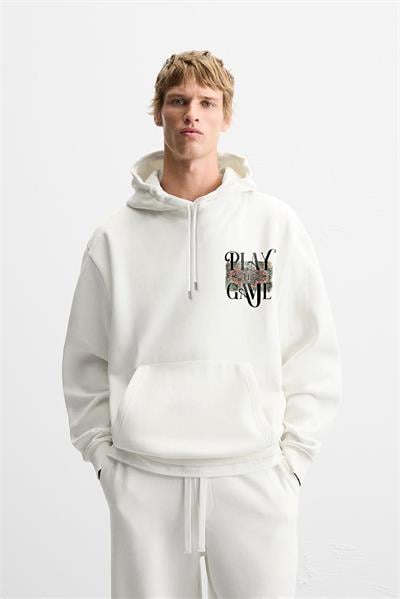 Kapuşonlu Play The Game Baskılı Unisex Hoodie
