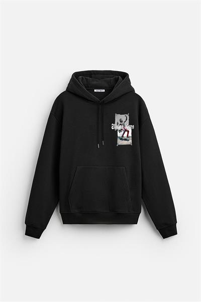 Kapuşonlu Skateboard baskılı Hoodie