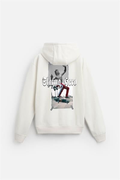 Kapuşonlu Skateboard baskılı Hoodie