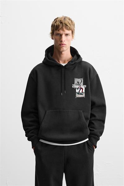 Kapuşonlu Skateboard baskılı Hoodie