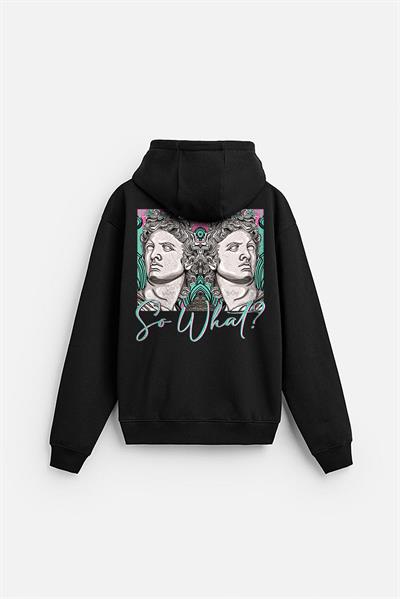Kapuşonlu So What Baskılı Oversize Kalıp Unisex Hoodie