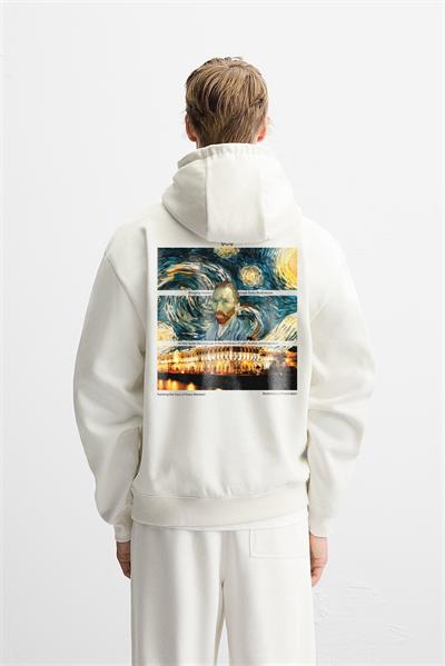 Kapuşonlu Van Goghe Baskılı Unisex Hoodie