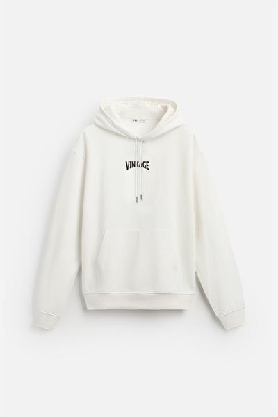 Kapuşonlu Vintage Baskılı Unisex Oversize Kalıp Hoodie