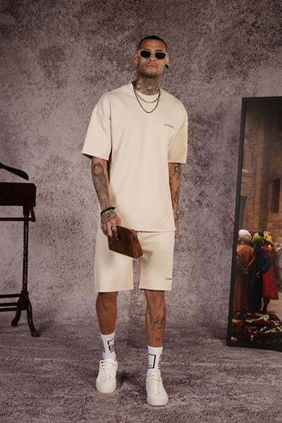 King Brich Baskılı Oversize Kalıp Unisex Şort Takım
