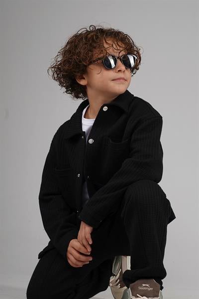 Kingbrich Kids Önü Çıtçıtlı Jakarlı Gömlek Takım