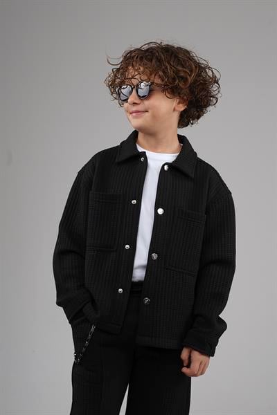 Kingbrich Kids Önü Çıtçıtlı Jakarlı Gömlek Takım