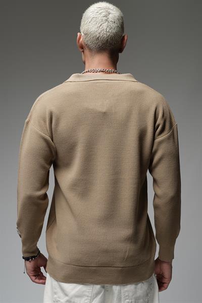 Kingbrich Polo Yaka Oversize Kalıp Erkek Triko Kazak