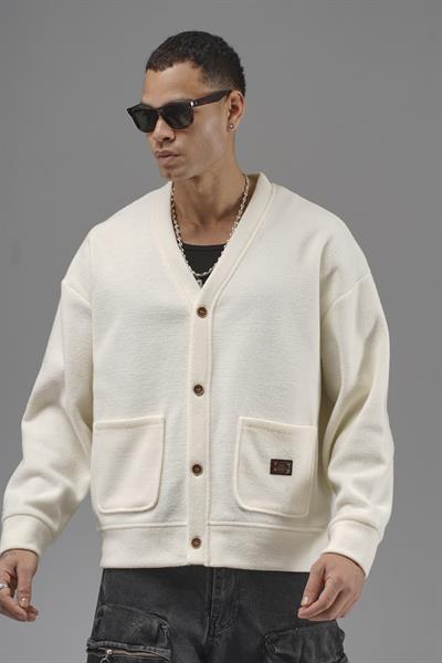 Logo Detaylı Oversize Kalıp Erkek Hırka