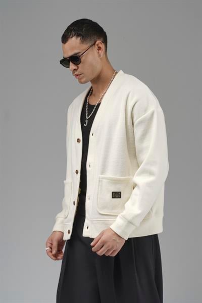 Logo Detaylı Oversize Kalıp Erkek Hırka