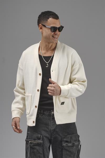 Logo Detaylı Oversize Kalıp Erkek Hırka