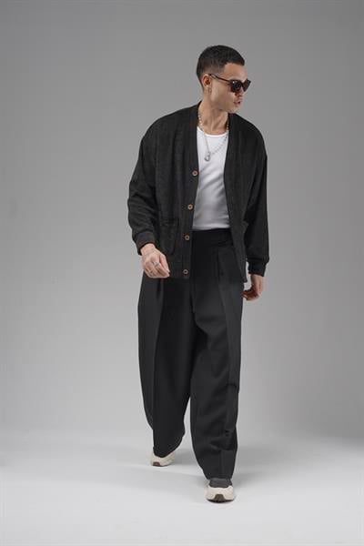 Logo Detaylı Oversize Kalıp Erkek Hırka