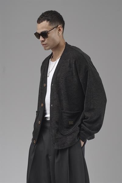 Logo Detaylı Oversize Kalıp Erkek Hırka