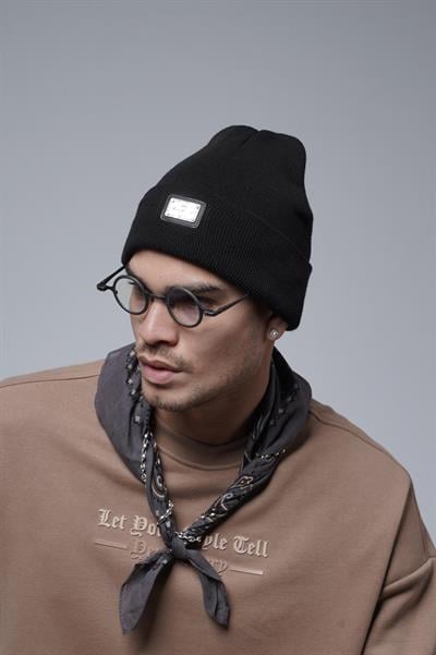 Logo Etiket Detaylı Unisex Kalın Düz Bere