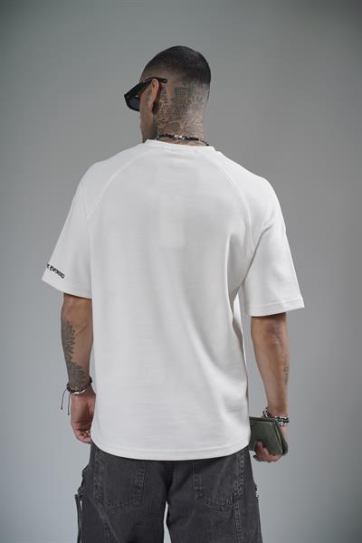 Önü Logolu Nakış Detaylı Reglan Kol Unisex Oversize Kalıp Tişört