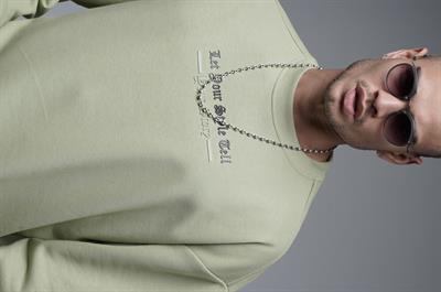 Oversize Kalıp Baskılı Yaka Kol Ribanalı Sweat