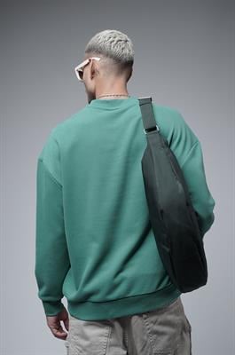 Oversize Kalıp Baskılı Yaka Kol Ribanalı Sweat