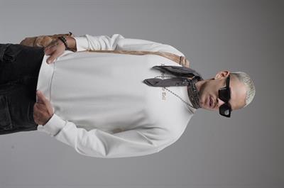 Oversize Kalıp Baskılı Yaka Kol Ribanalı Sweat