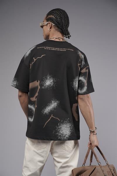 Oversize Kalıp Lightening Baskılı Erkek Tişört