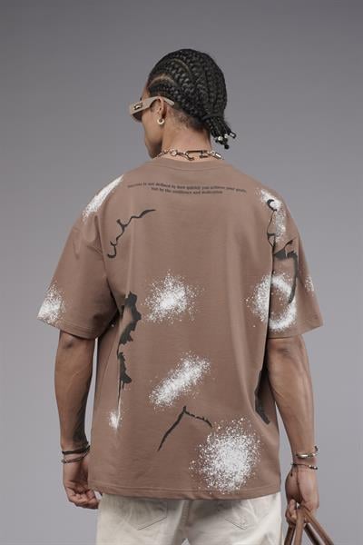 Oversize Kalıp Lightening Baskılı Erkek Tişört