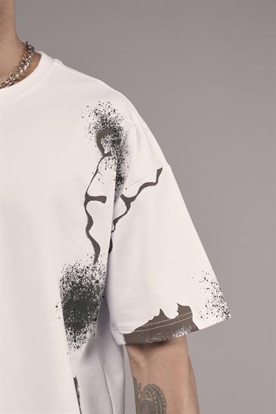 Oversize Kalıp Lightening Baskılı Erkek Tişört
