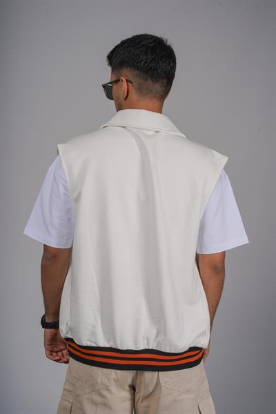 Oversize Kalıp Örme Kumaş Cepli Kolej Yelek