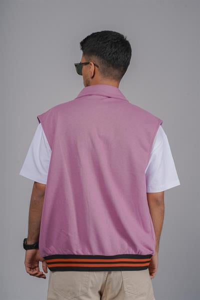 Oversize Kalıp Örme Kumaş Cepli Kolej Yelek