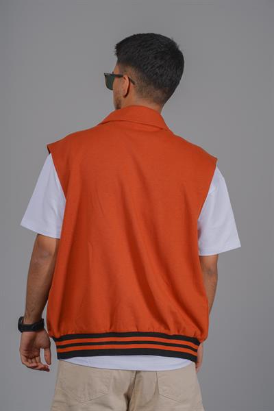 Oversize Kalıp Örme Kumaş Cepli Kolej Yelek
