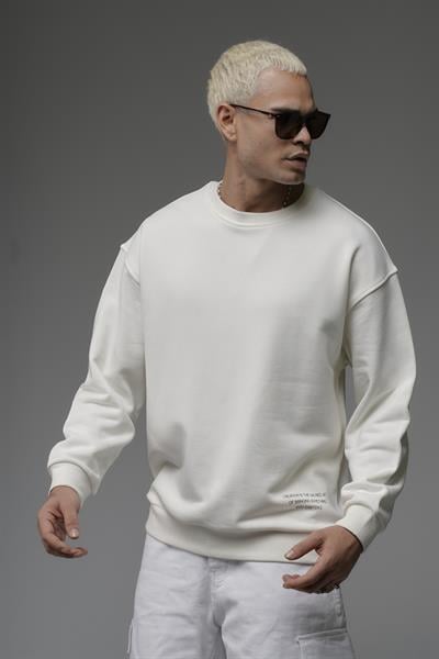 Oversize Kalıp Sırtı Kilim Desenli Erkek Sweatshirt