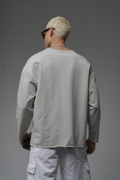 Pis Yaka Oversize Kalıp Düz Sweatshirt