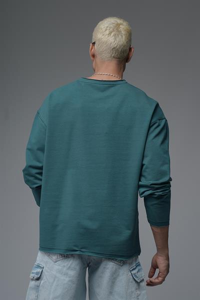 Pis Yaka Oversize Kalıp Düz Sweatshirt