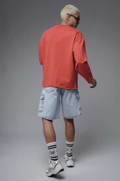 Pis Yaka Oversize Kalıp Düz Sweatshirt