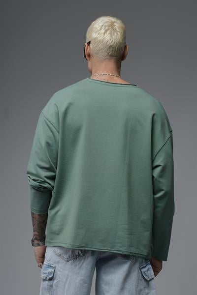 Pis Yaka Oversize Kalıp Düz Sweatshirt
