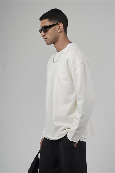 Pis Yaka Oversize Kesim Erkek Düz Sweatshirt