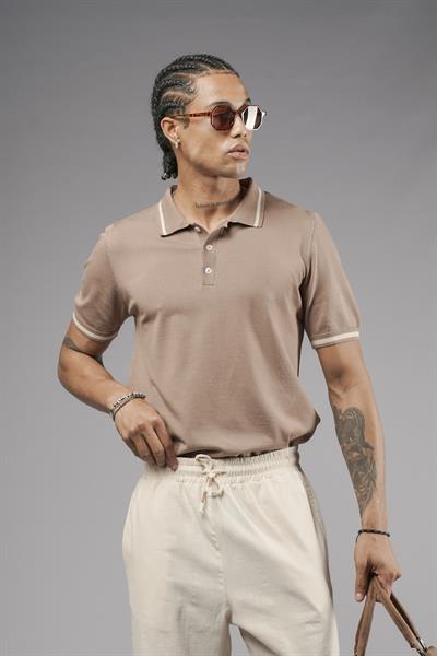 Polo Yaka Regular Kalıp Düz Triko Tişört