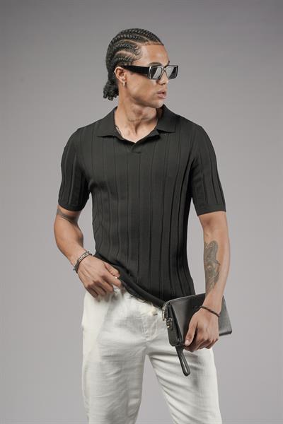 Polo Yaka Regular Kalıp Esnek Triko Tişört