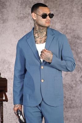 Regular Kalıp Blazer Keten Alt Üst Takım