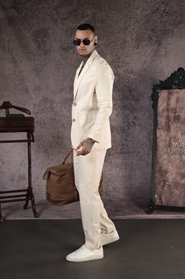 Regular Kalıp Blazer Keten Alt Üst Takım