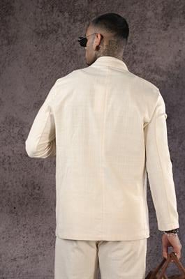 Regular Kalıp Blazer Keten Alt Üst Takım